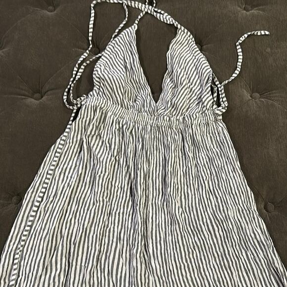 Elan Strappy Back Striped Fit and Flare Dress NWT size large - Picture 1 of 3